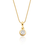 Solitaire 0.20ct bezel set round diamond pendant in 9K yellow gold