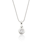 Solitaire 0.20ct bezel set round diamond pendant in 9K white gold
