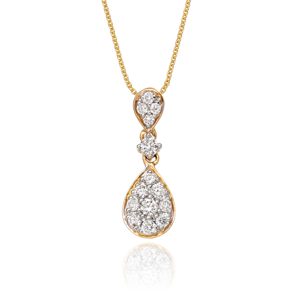 Rain drop 0.30ct diamond pendant in 9K yellow gold
