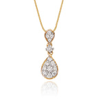 Rain drop 0.30ct diamond pendant in 9K yellow gold