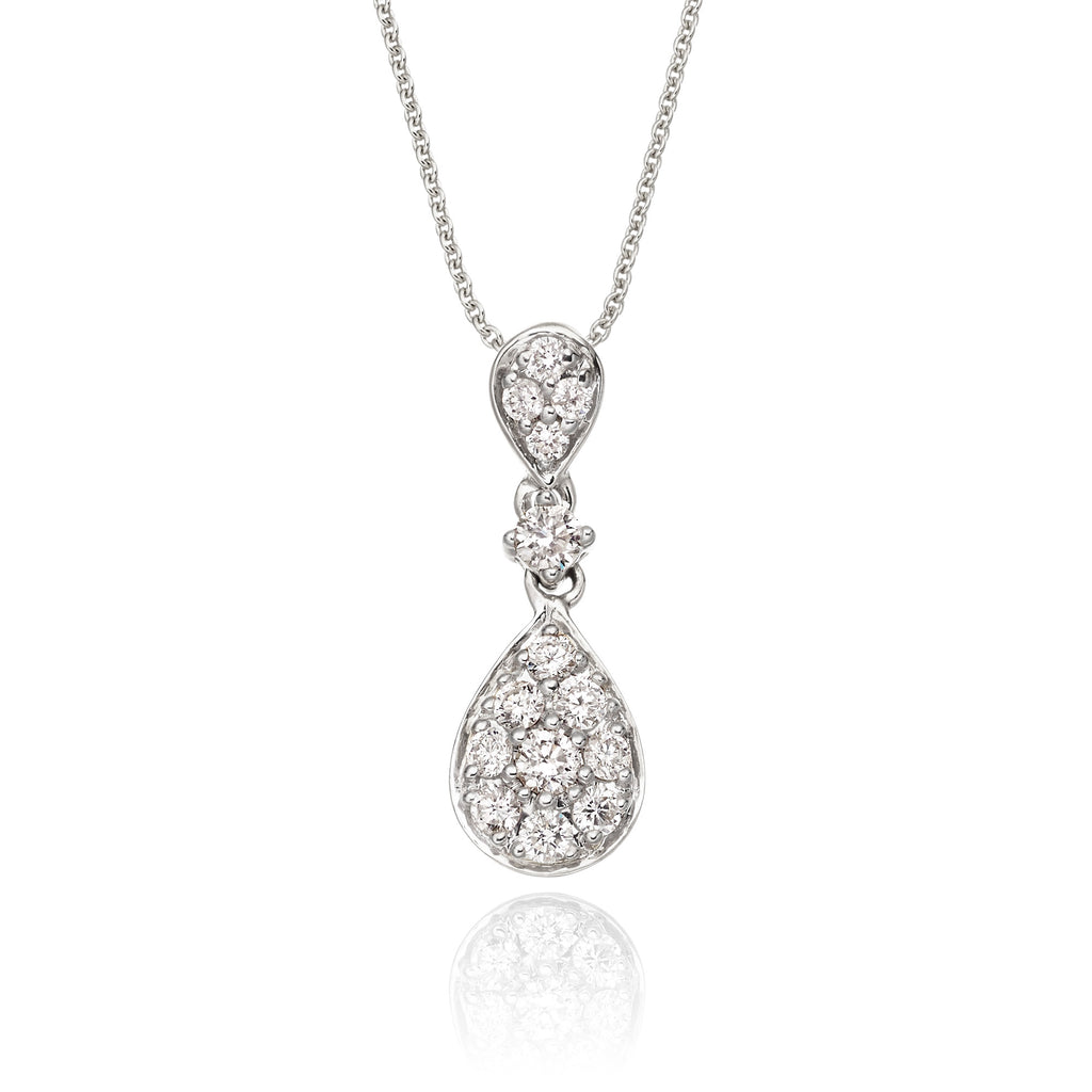 Rain drop 0.30ct diamond pendant in 18K white gold