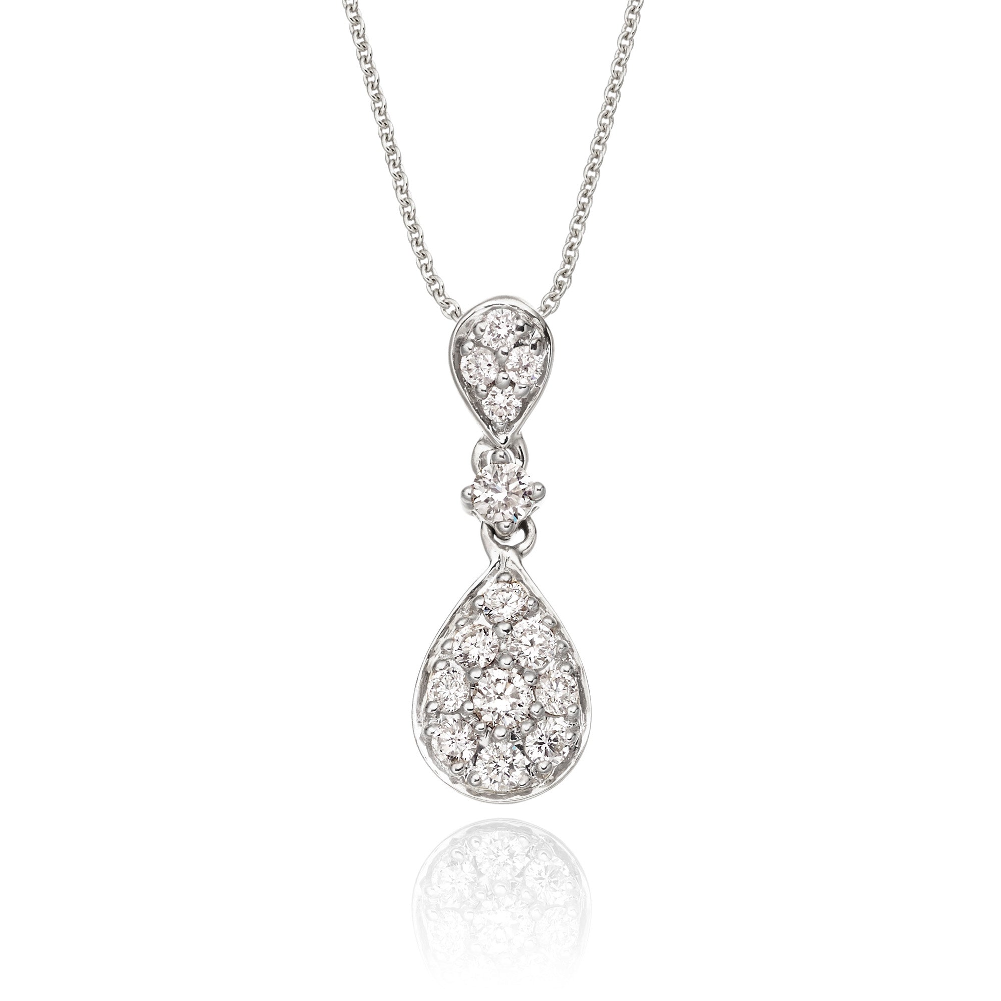 Rain drop 0.30ct diamond pendant in 18K white gold