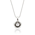 Flower solitaire 0.20ct round diamond pendant in 18K white gold
