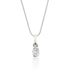 Solitaire 0.20ct bar set round diamond pendant in 18K white gold