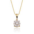 Halo style 0.25ct cluster diamond pendant in 9K yellow gold