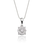 Halo style 0.25ct cluster diamond pendant in 18K white gold