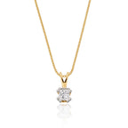 Solitaire 0.20ct double claw princess diamond pendant in 9K yellow gold