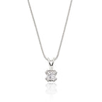 Solitaire 0.20ct double claw princess diamond pendant in 9K white gold
