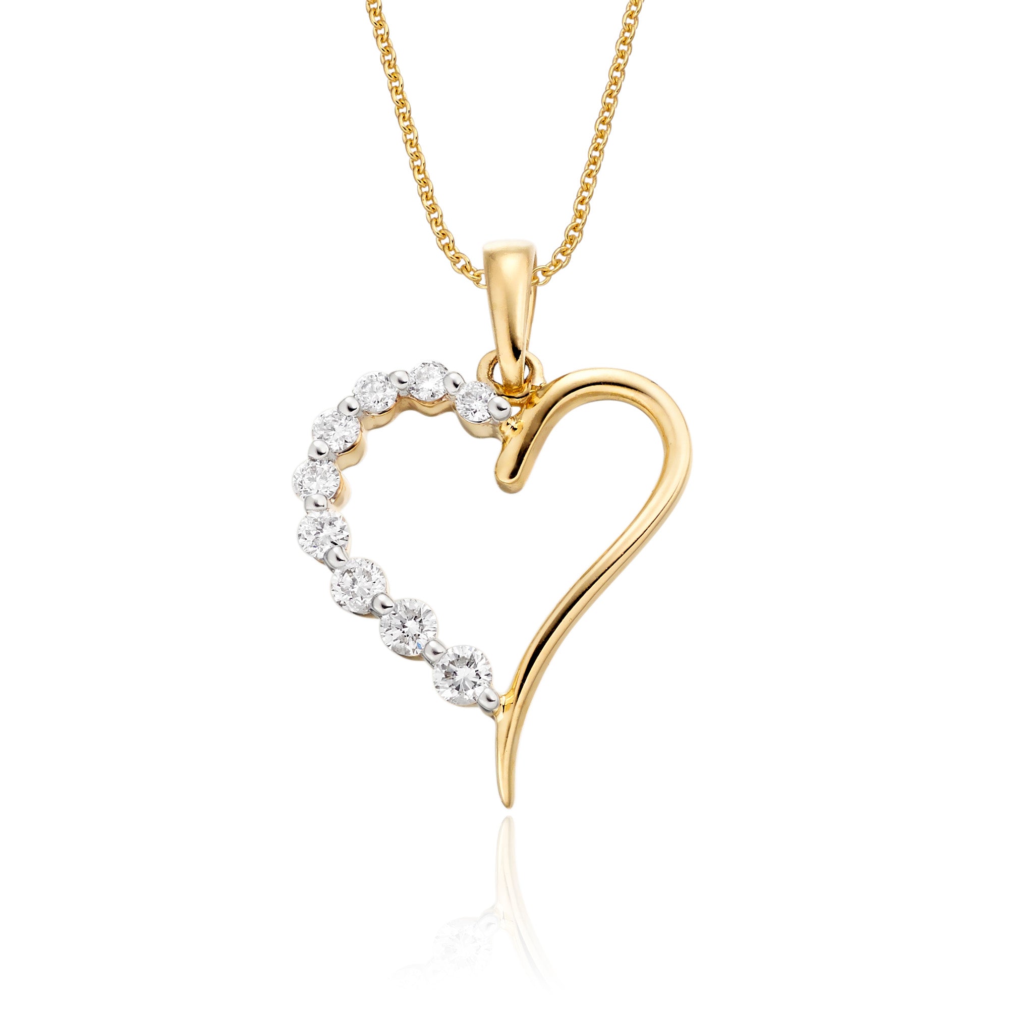 Heart shape 0.20ct diamond pendant in 9K yellow gold