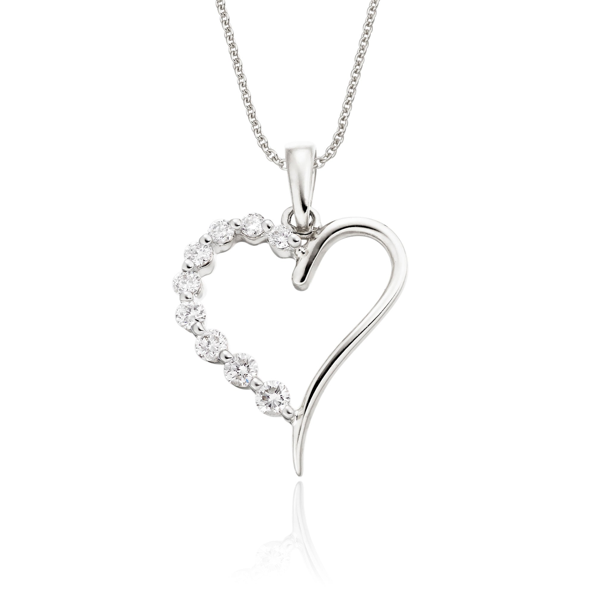 Heart shape 0.20ct diamond pendant in 9K white gold
