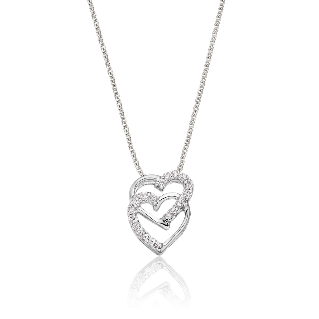 Interlocking Heart Shape 0.07ct Diamond Pendant In 18K White Gold