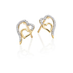 Interlocking heart shape 0.15ct diamond studs in 9K yellow gold