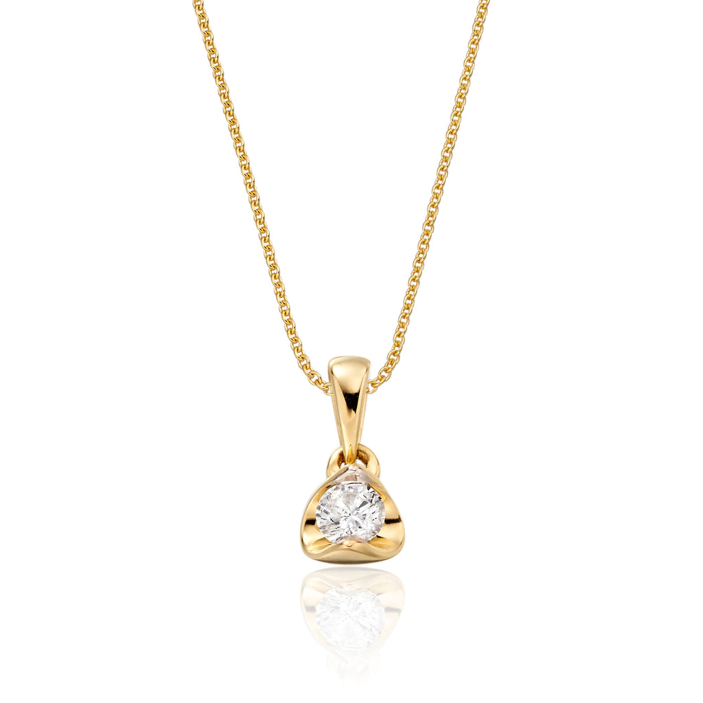 Diamond Key Pendant Necklace 0.28ct Diamond 9K Yellow Gold