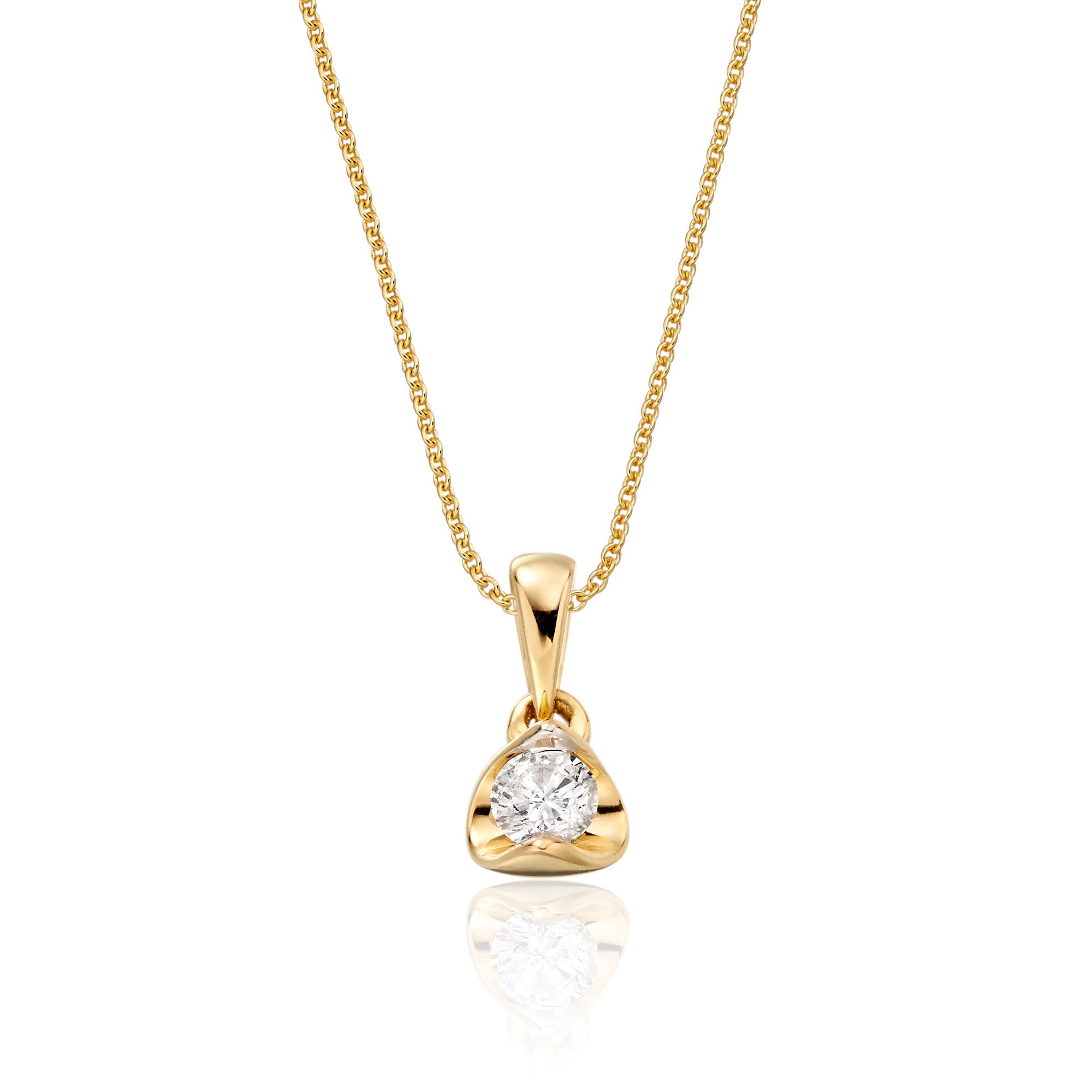 Diamond Key Pendant Necklace 0.28ct Diamond 9K Yellow Gold