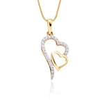 Interlocking heart shape 0.12ct diamond pendant in 9K yellow gold