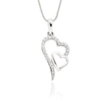 Interlocking heart shape 0.12ct diamond pendant in 18K white gold