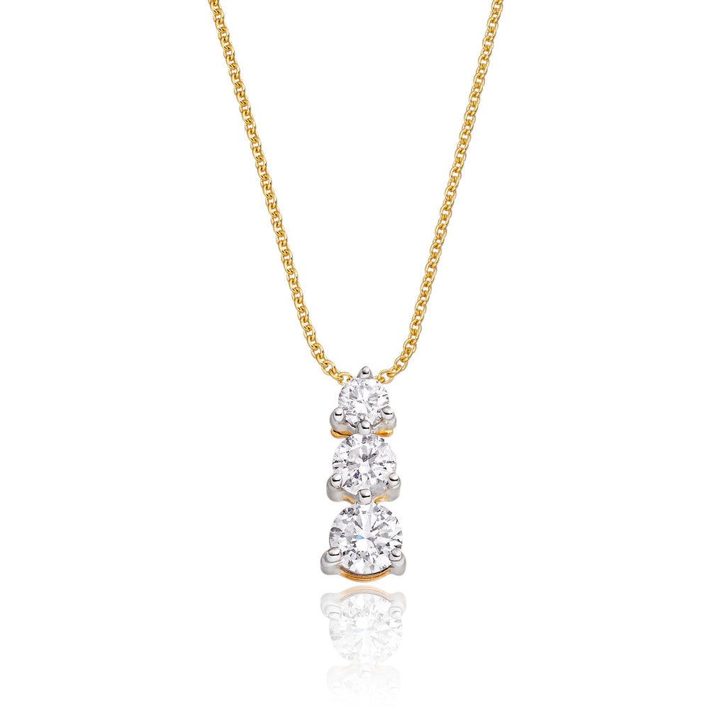 Graduating 3 Diamond 0.30ct pendant in 9K yellow gold