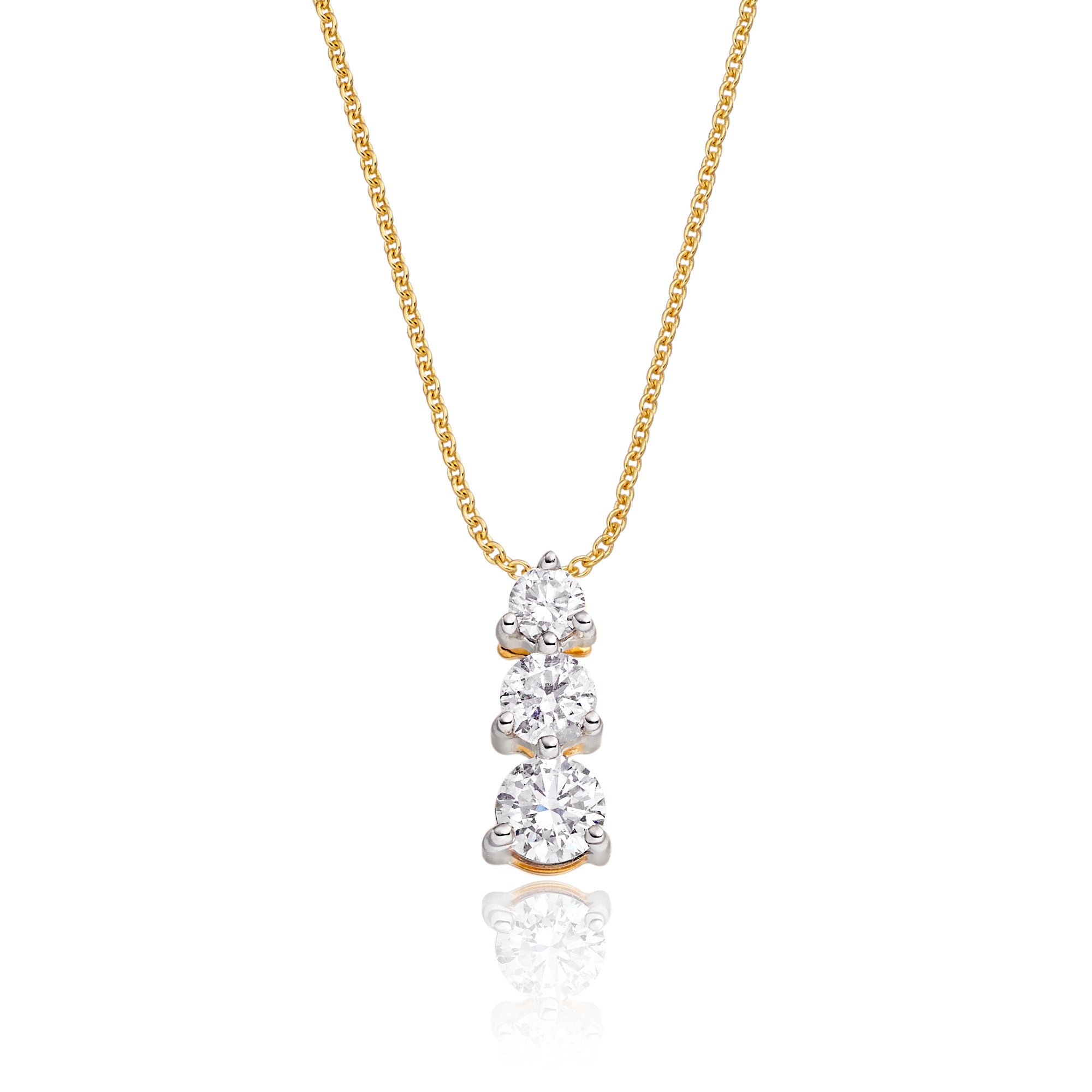 Graduating 3 Diamond 0.30ct pendant in 9K yellow gold