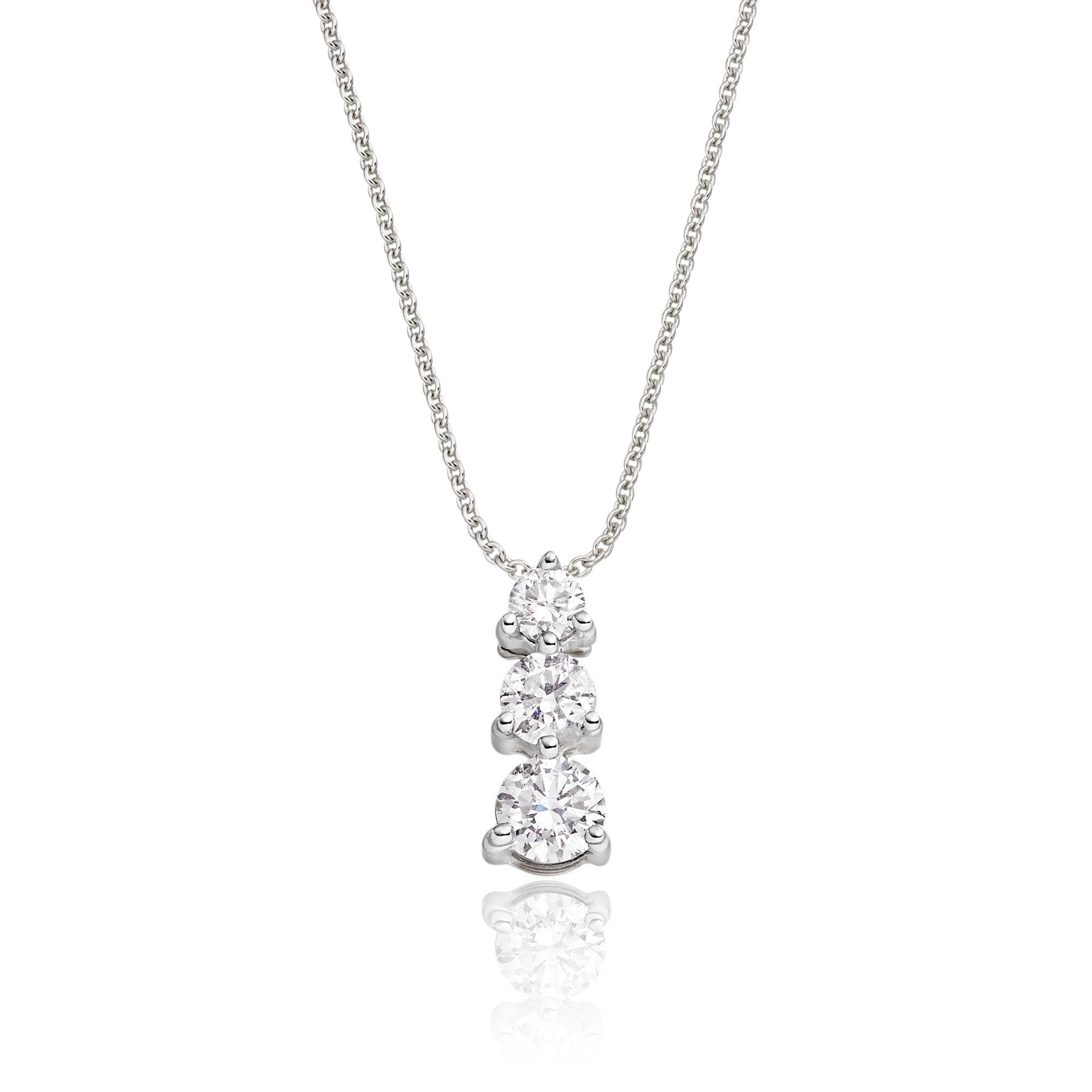 Graduating 3 Diamond 0.30ct pendant in 9K white gold