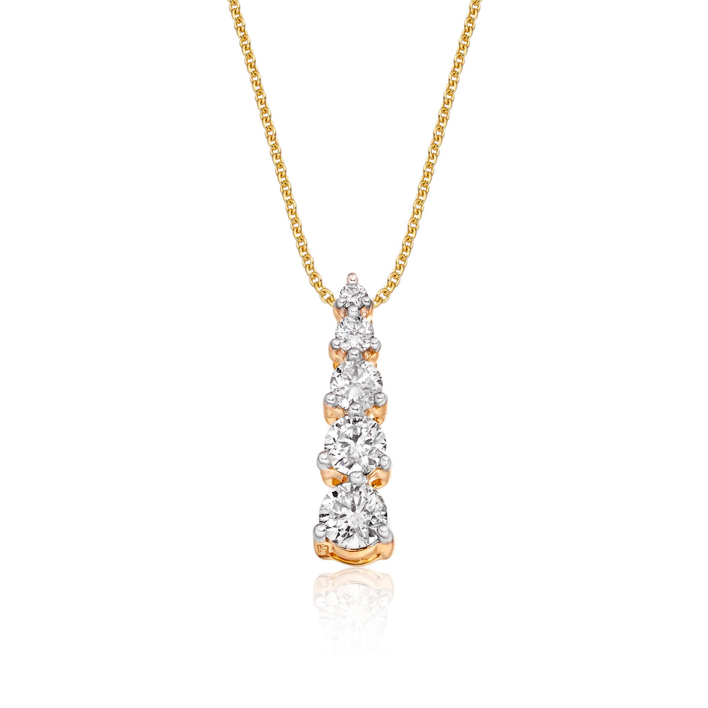 Graduating 5 Diamond 0.40ct pendant in 9K yellow gold
