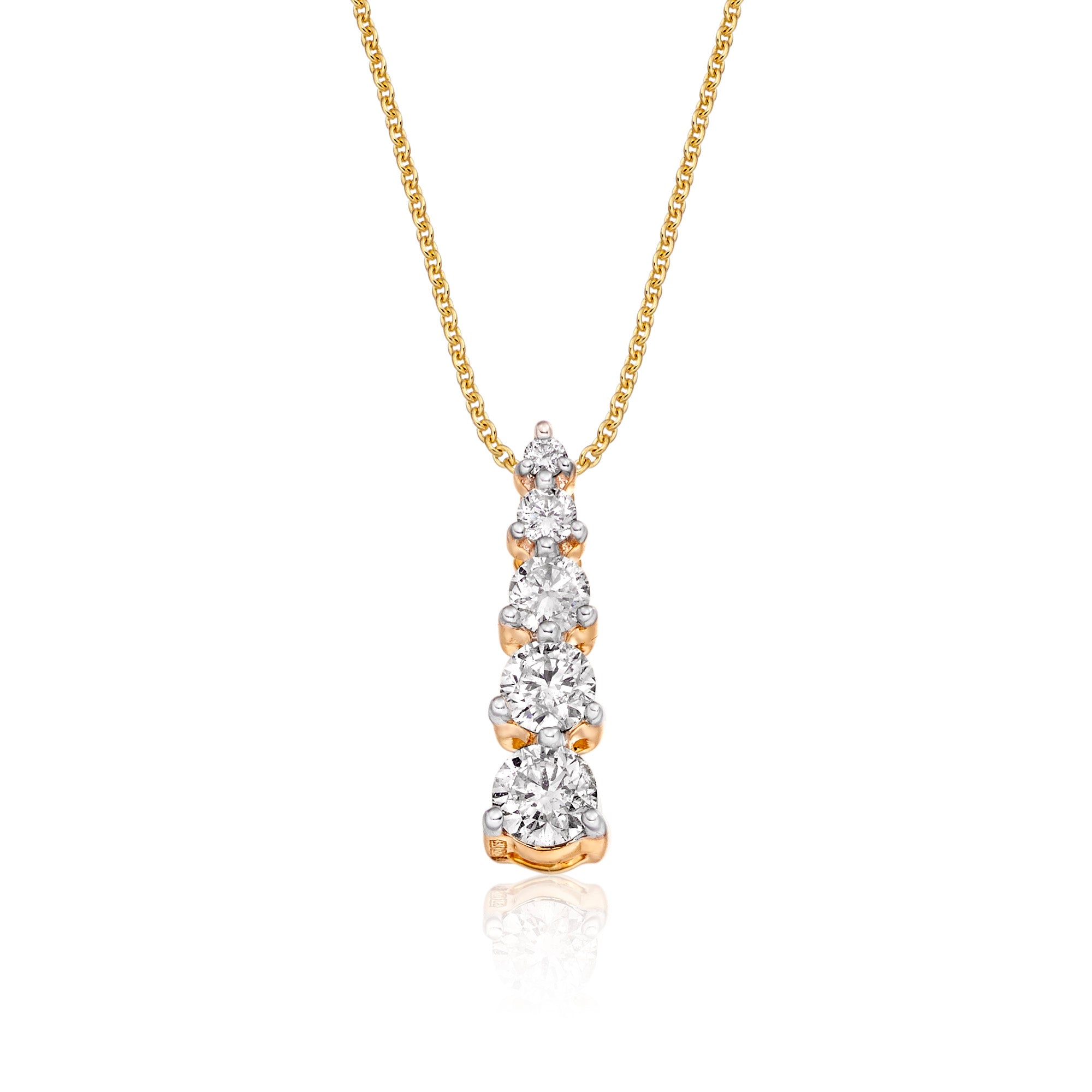 Graduating 5 Diamond 0.40ct pendant in 9K yellow gold