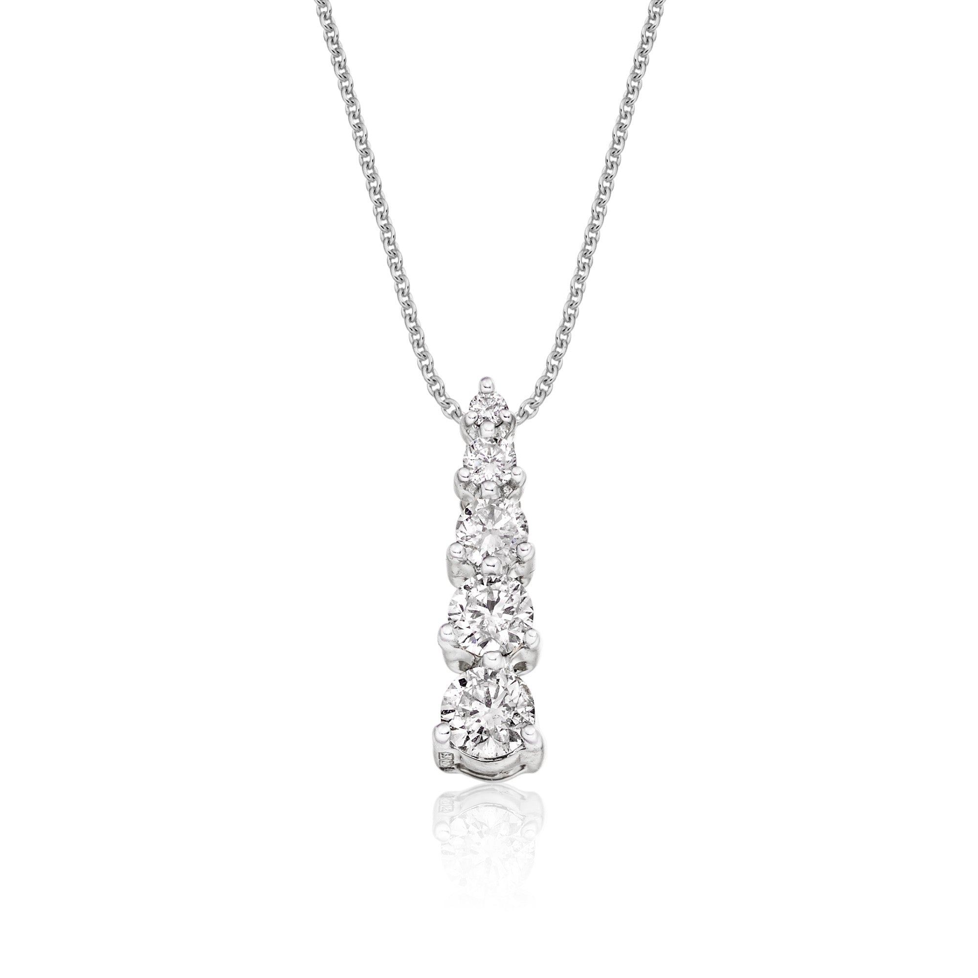 Graduating 5 Diamond 0.40ct pendant in 18K white gold