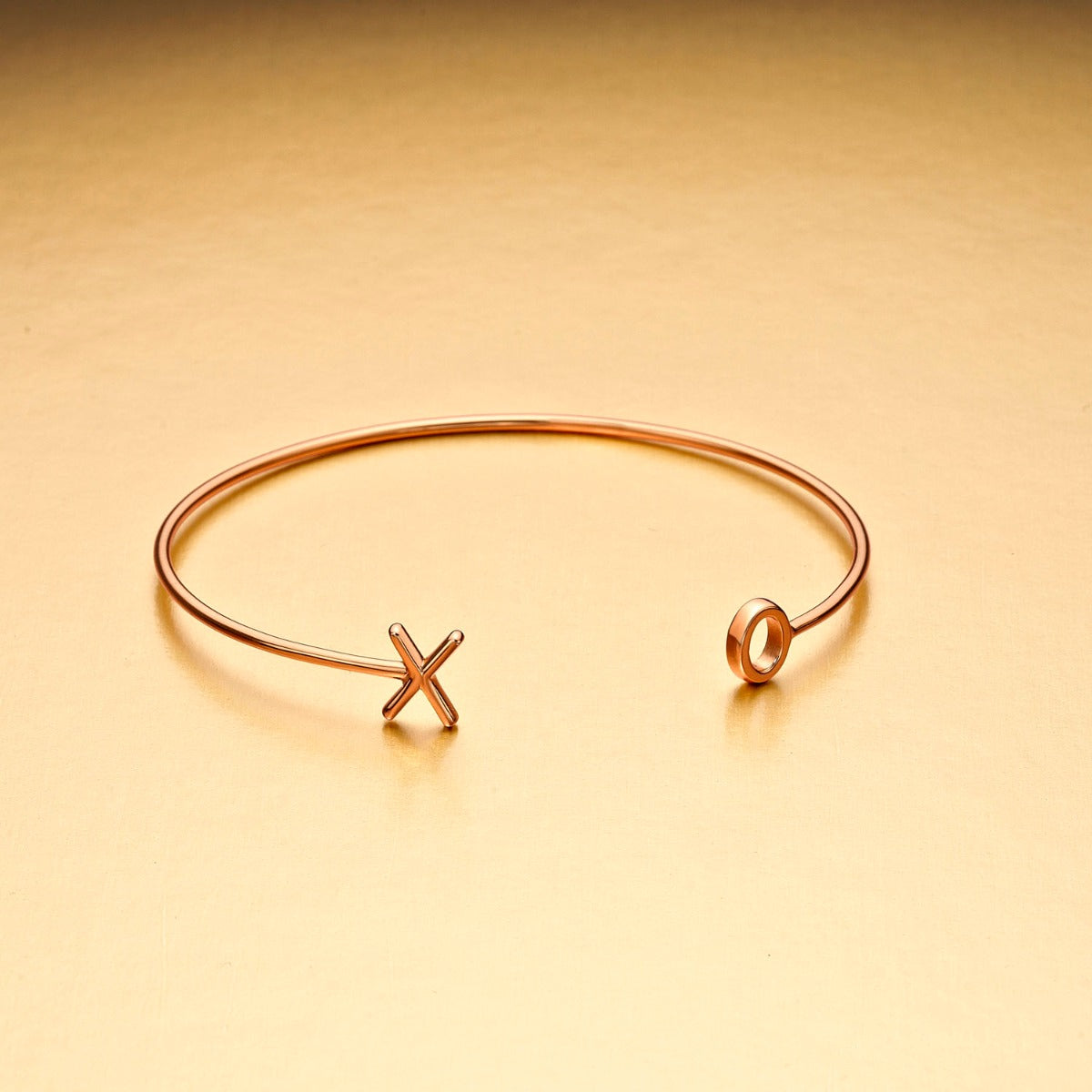 Rose Gold Plated XO (Hugs & Kisses) Sterling Silver Bangle