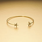 Yellow Gold Plated Sterling Silver Starfish Bangle