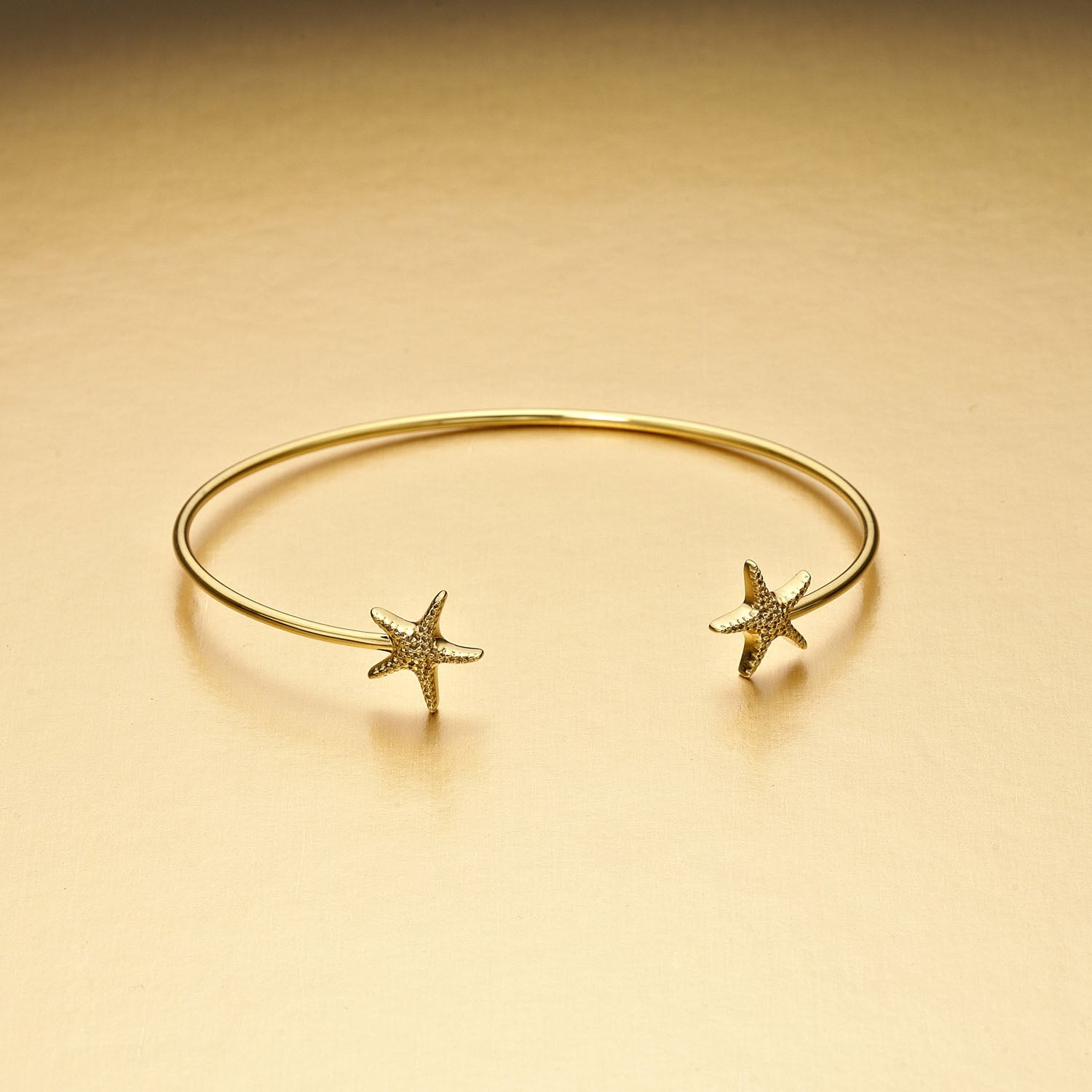 Yellow Gold Plated Sterling Silver Starfish Bangle