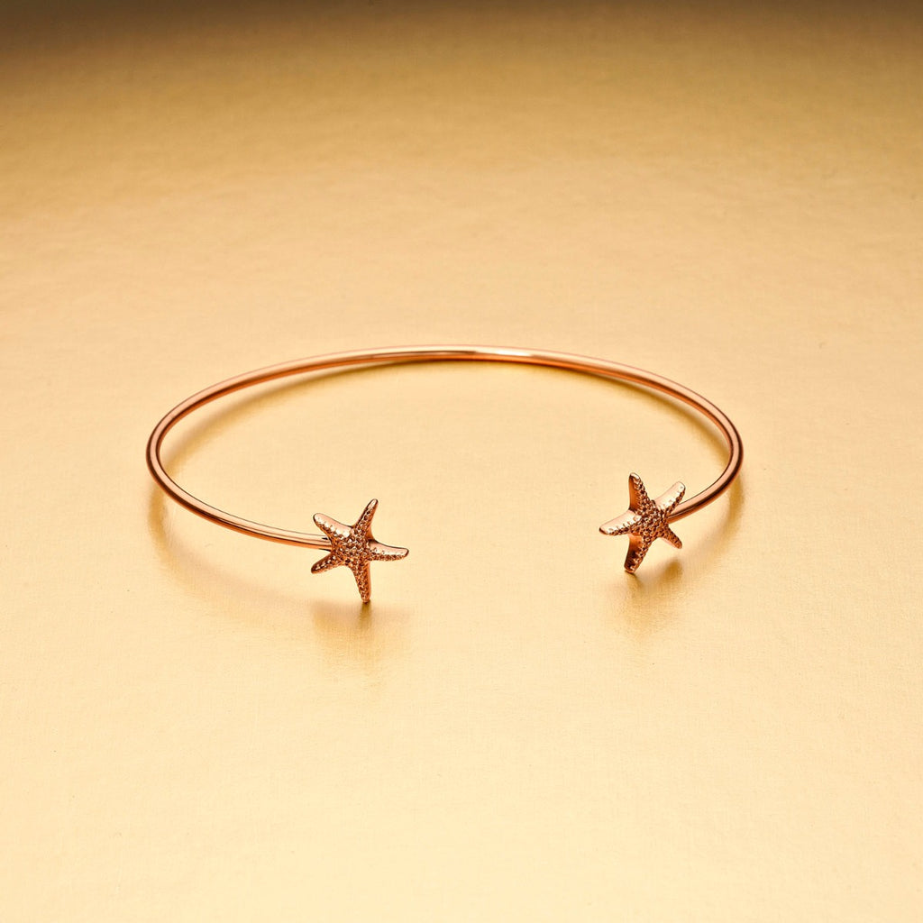 Rose Gold Plated Sterling Silver Starfish Bangle