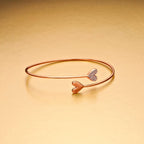 Rose Gold Plated Sterling Silver Twin Heart Bangle with Cubic Zirconia