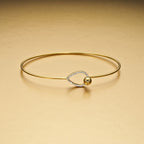 Yellow Gold Plated Elegant Sterling Silver Bangle with Cubic Zirconia