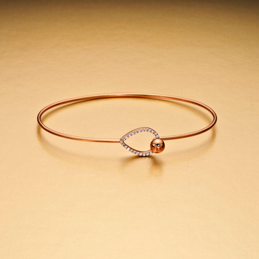 Rose Gold Plated Elegant Sterling Silver Bangle with Cubic Zirconia