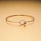 Rose Gold Plated Elegant Sterling Silver Bangle with Cubic Zirconia