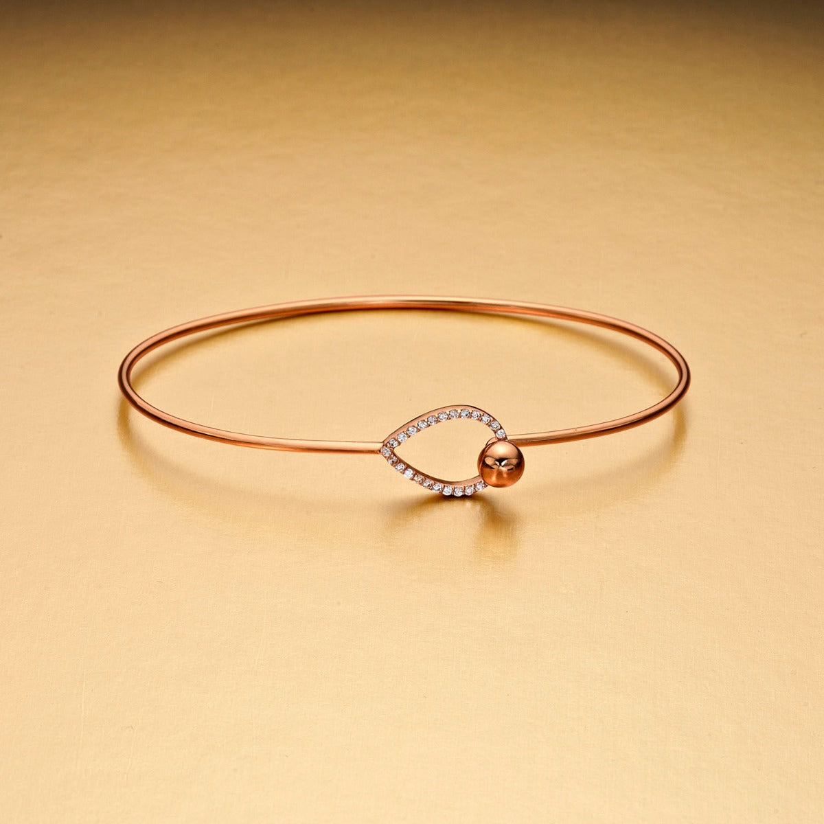 Rose Gold Plated Elegant Sterling Silver Bangle with Cubic Zirconia