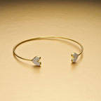 Yellow Gold Plated Sterling Silver Heart Bangle with Cubic Zirconia