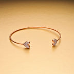 Rose Gold Plated Sterling Silver Heart Bangle with Cubic Zirconia