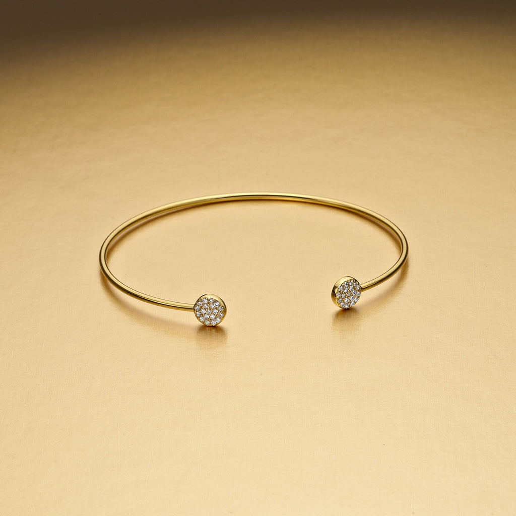 Yellow Gold Plated Sterling Silver Sparkle Bangle with Cubic Zirconia