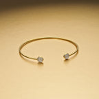 Yellow Gold Plated Sterling Silver Sparkle Bangle with Cubic Zirconia
