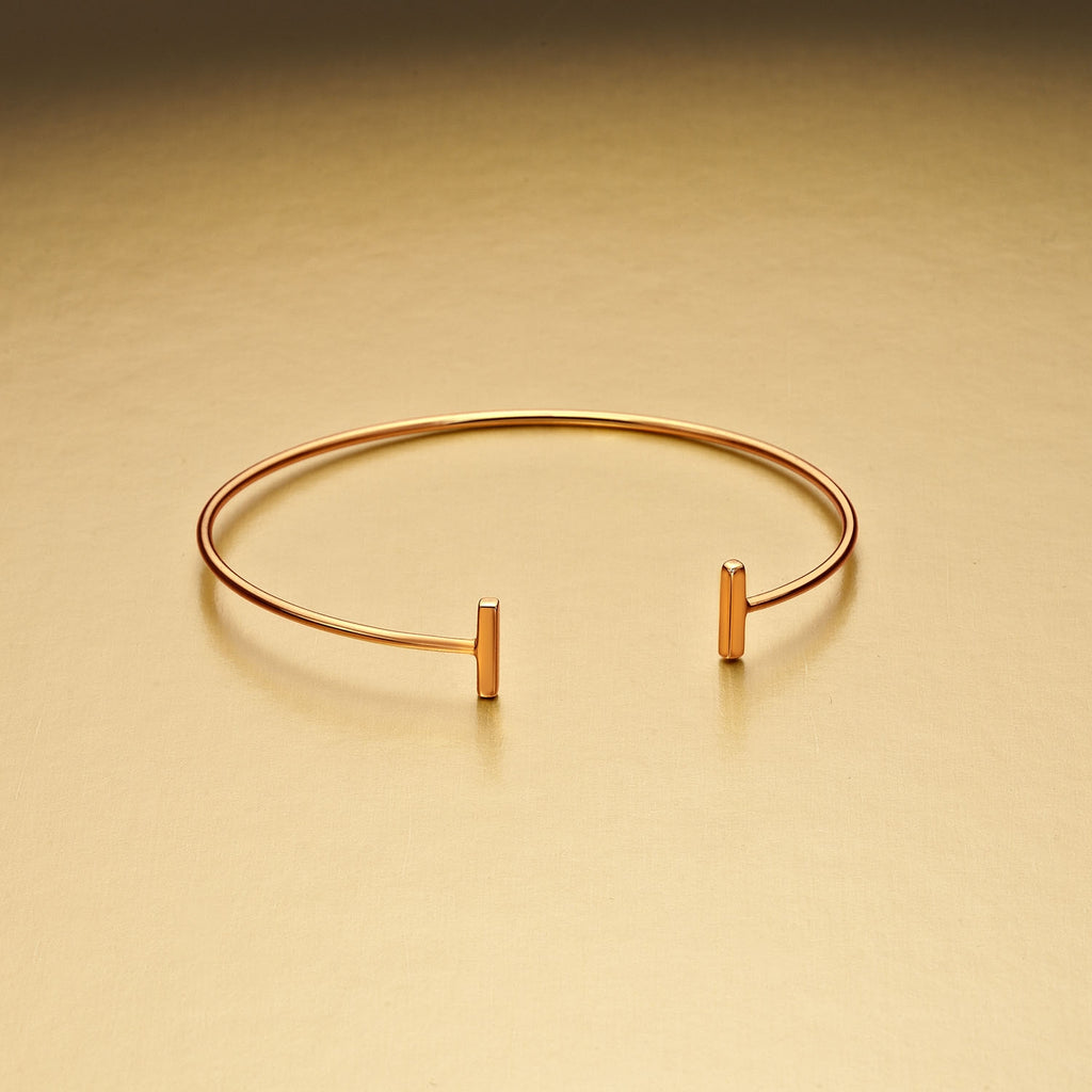 Rose Gold Plated Contemporary Sterling Silver Bangle
