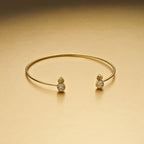 Gold Plated Sterling Silver Pineapple Bangle with Cubic Zirconia