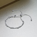 Sterling Silver Bracelet with Twin Line Diamond Cut Beads