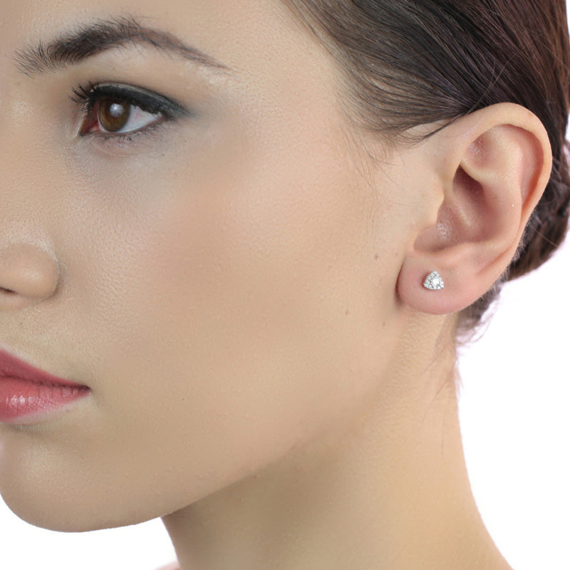 Tristar 0.16ct diamond ear studs in 18K white gold