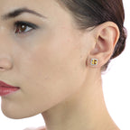 5mm x 5mm Citrine and 0.19ct diamond stud earrings in 18K white gold