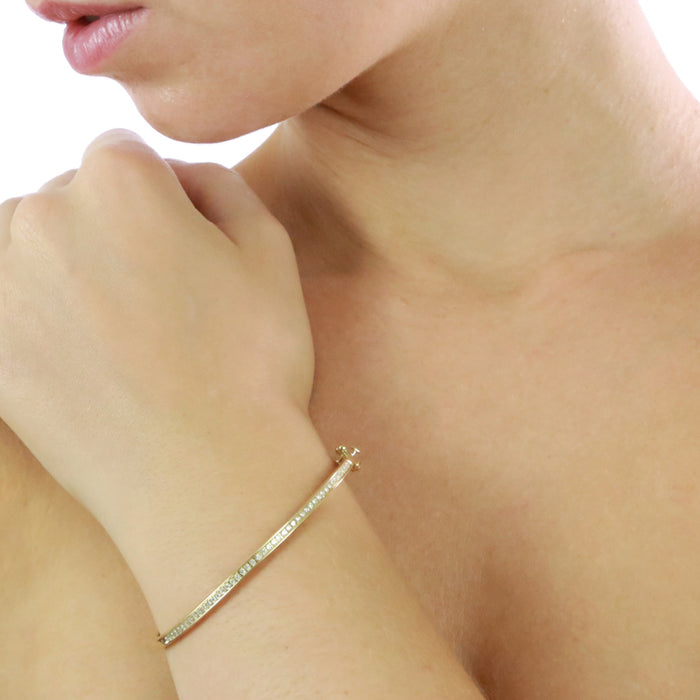 Channel Set 0.40ct Diamond Bangle In 18K Yellow Gold