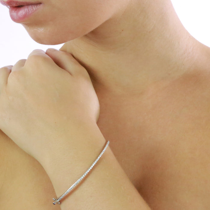 Prong Set 0.40ct Diamond Bangle In 18K White Gold