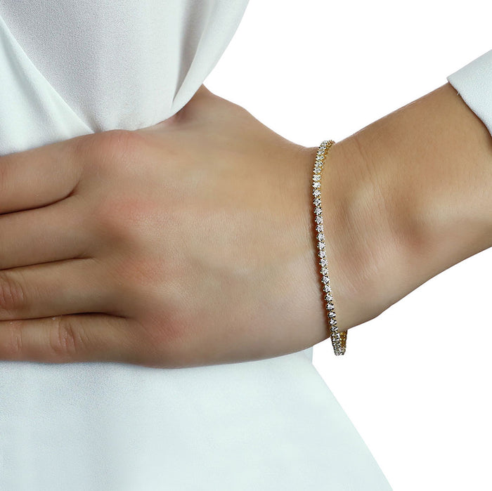 Diamond Tennis Bracelet 1ct Diamond G/HSI Basket Claw 18K Yellow Gold