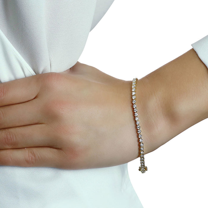 Diamond Tennis Bracelet 2ct G/HSI Quality Basket Claw 18K Yellow Gold