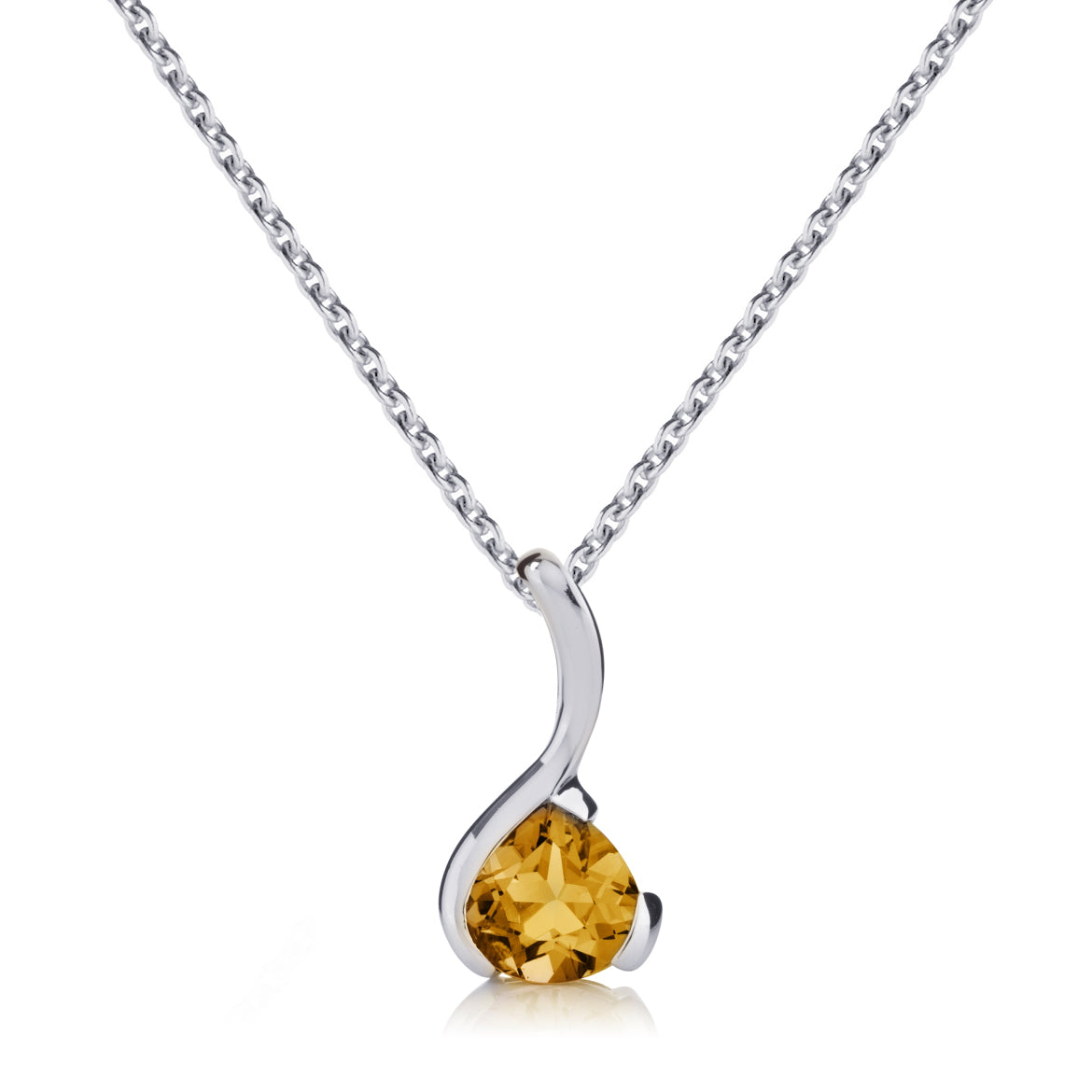 Citrine Drop Pendant Necklace in Sterling Silver