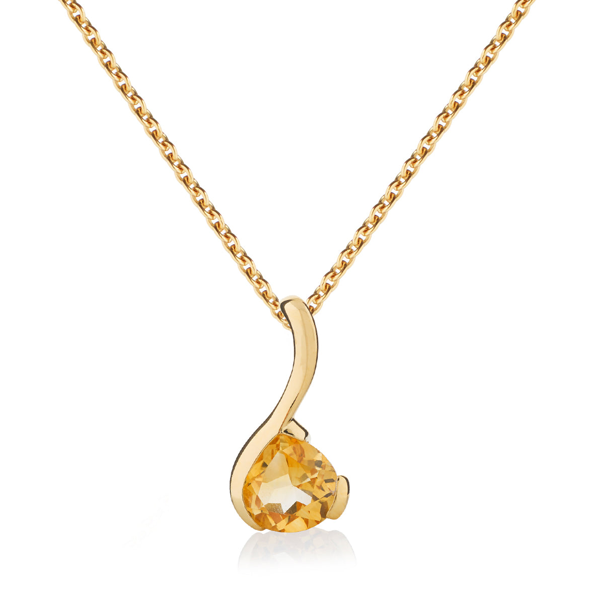 Citrine Drop Pendant Necklace in Gold Vermeil